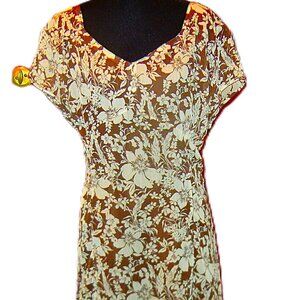 NWT   JACLYN SMITH Chocolate Cream Flower Dress SIZE 18
